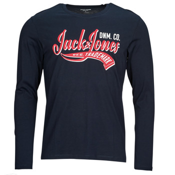 textil Herr Långärmade T-shirts Jack & Jones JJELOGO TEE LS O-NECK 2 COL AW23 SN Marin