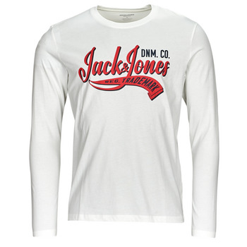 textil Herr Långärmade T-shirts Jack & Jones JJELOGO TEE LS O-NECK 2 COL AW23 SN Vit