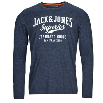textil Herr Långärmade T-shirts Jack & Jones JJLOGO TEE LS O-NECK 1 COL MEL Marin