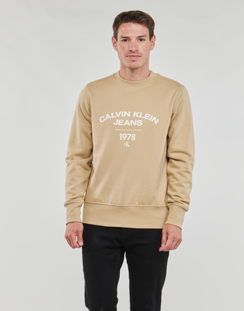 textil Herr Sweatshirts Calvin Klein Jeans VARSITY CURVE CREW NECK Beige