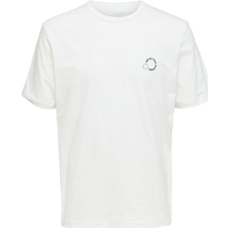 textil Herr T-shirts & Pikétröjor Selected Logo Print T-Shirt - Cloud Dancer Vit