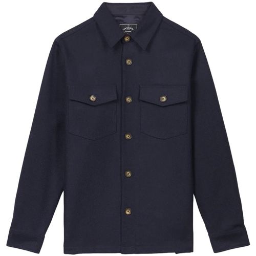 textil Herr Långärmade skjortor Portuguese Flannel Wool Field Overshirt - Navy Blå