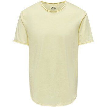 textil Herr T-shirts Only&sons ONSBENNE LONGY SS TEE NF 7822 NOOS Gul