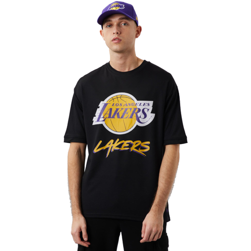 textil Herr T-shirts New-Era NBA Los Angeles Lakers Script Mesh Tee Svart