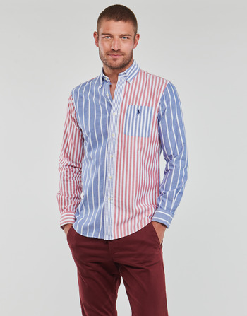 textil Herr Långärmade skjortor Polo Ralph Lauren CHEMISE COUPE DROITE EN OXFORD Blå / Röd / Vit