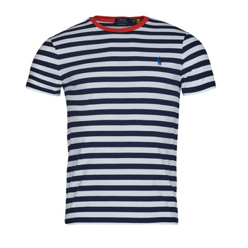 textil Herr T-shirts Polo Ralph Lauren T-SHIRT AJUSTE EN COTON MARINIERE Marin / Vit / Röd
