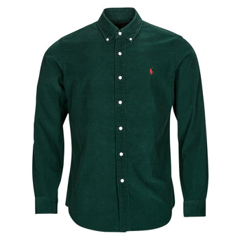 textil Herr Långärmade skjortor Polo Ralph Lauren CHEMISE COUPE DROITE EN VELOURS COTELE Grön