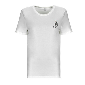 textil Dam T-shirts Only ONLSILLE S/S HEART TOP CS JRS Vit