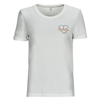 textil Dam T-shirts Only ONLBEATE S/S HEART TOP CS JRS Beige