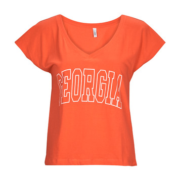 textil Dam T-shirts Only ONLKELLY S/S V-NECK TOP BOX CS JRS Orange