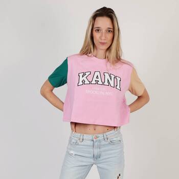 textil Dam T-shirts Karl Kani SERIF CROP Rosa