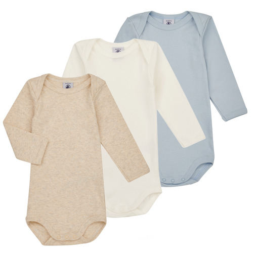 textil Barn Pyjamas/nattlinne Petit Bateau BODY US ML PASTEL PACK X3 Blå / Vit / Beige
