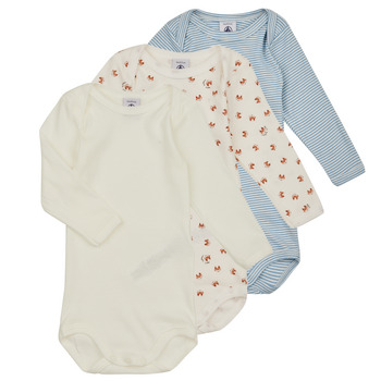 textil Barn Pyjamas/nattlinne Petit Bateau BODY US ML RENARD PACK X3 Vit / Blå
