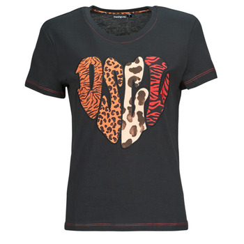 textil Dam T-shirts Desigual HEART Svart / Flerfärgad