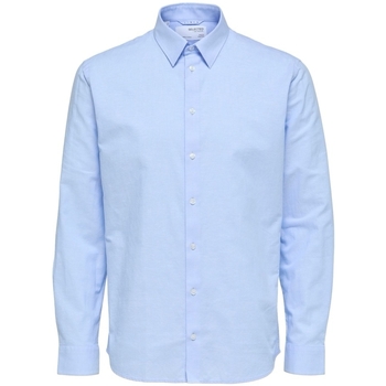 textil Herr Långärmade skjortor Selected Regnew-Linen - Cashmere Blue Blå