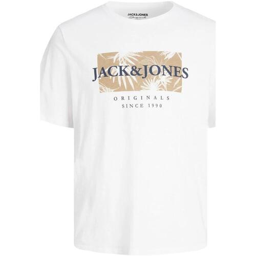 textil Herr T-shirts Jack & Jones  Vit