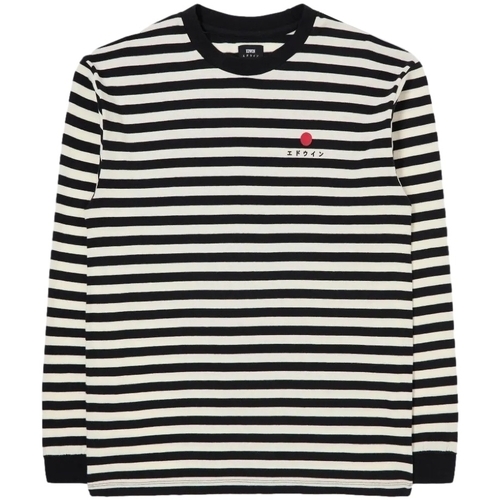 textil Herr T-shirts & Pikétröjor Edwin Basic Stripe T-Shirt LS - Black/White Flerfärgad