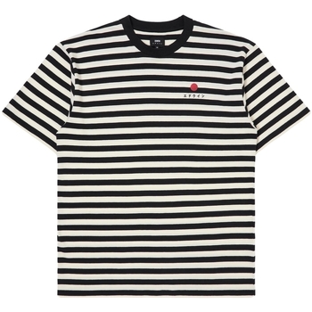 textil Herr T-shirts & Pikétröjor Edwin Basic Stripe T-Shirt - Black/White Flerfärgad