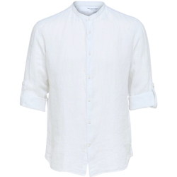 textil Herr Långärmade skjortor Selected Regkylian-Linen - Bright White Vit