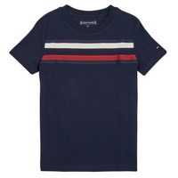 textil Pojkar T-shirts Tommy Hilfiger GLOBAL STRIPE TEE S/S Marin