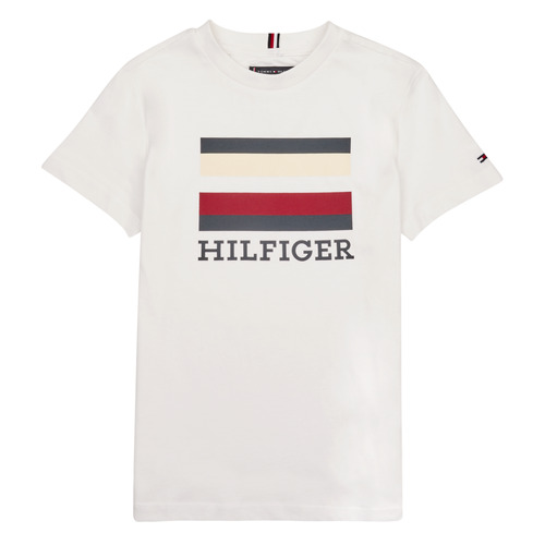 textil Pojkar T-shirts Tommy Hilfiger TH LOGO TEE S/S Vit