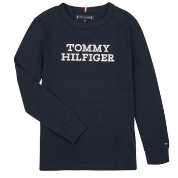 textil Pojkar Långärmade T-shirts Tommy Hilfiger TOMMY HILFIGER LOGO TEE L/S Marin