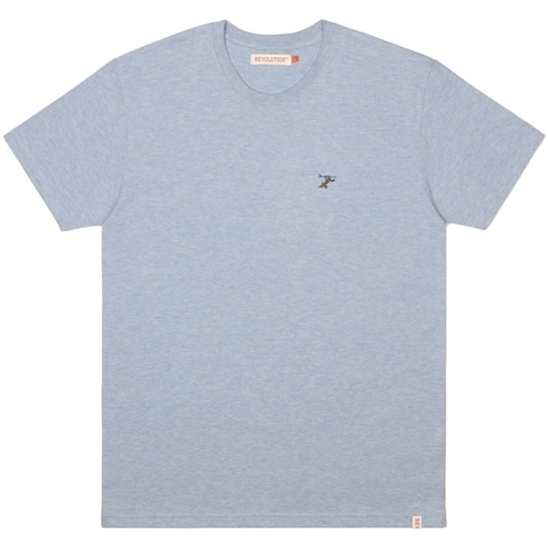 textil Herr T-shirts & Pikétröjor Revolution Regular T-Shirt 1308 RUN - Light Blue Blå