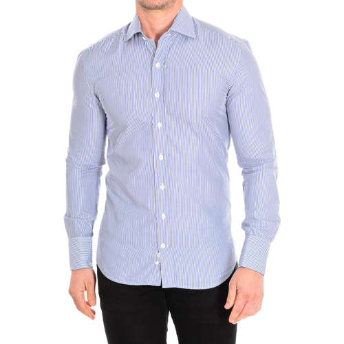 textil Herr Långärmade skjortor CafÃ© Coton BIGARADE05-SLIM-55DC Blå