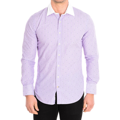 textil Herr Långärmade skjortor CafÃ© Coton BOUSCAULT18-101WHLS Violett