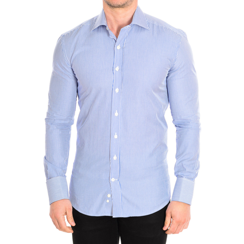 textil Herr Långärmade skjortor CafÃ© Coton ORLANDO4-SLIM-G-55DC Blå