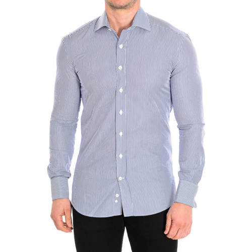 textil Herr Långärmade skjortor CafÃ© Coton THYM5-SLIM-55DCS Blå