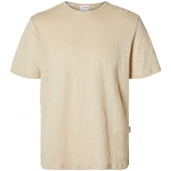 Selected T-Shirt Bet Linen - Oatmeal Beige
