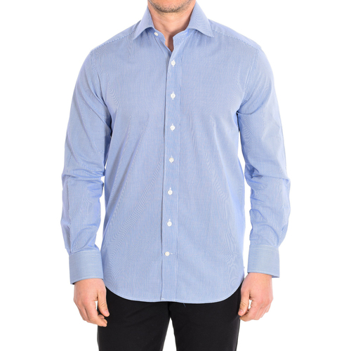 textil Herr Långärmade skjortor CafÃ© Coton MICROVICHY4-33LS Blå