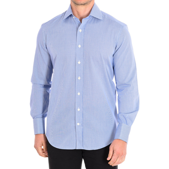 textil Herr Långärmade skjortor CafÃ© Coton MICROVICHY4-G-55DC Blå