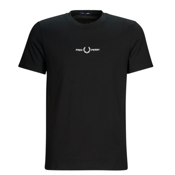 textil Herr T-shirts Fred Perry EMBROIDERED T-SHIRT Svart