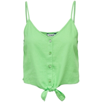 textil Dam Blusar Only Top Caro Strap Linen - Summer Green Grön