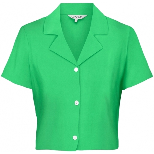 textil Dam Blusar Only Shirt Caro Linen - Summer Green Grön