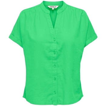 textil Dam Blusar Only Nilla-Caro Shirt S/S - Summer Green Grön