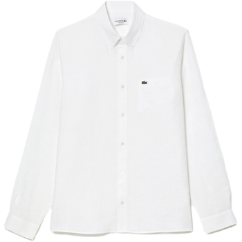 textil Herr Långärmade skjortor Lacoste Linen Casual Shirt - Blanc Vit