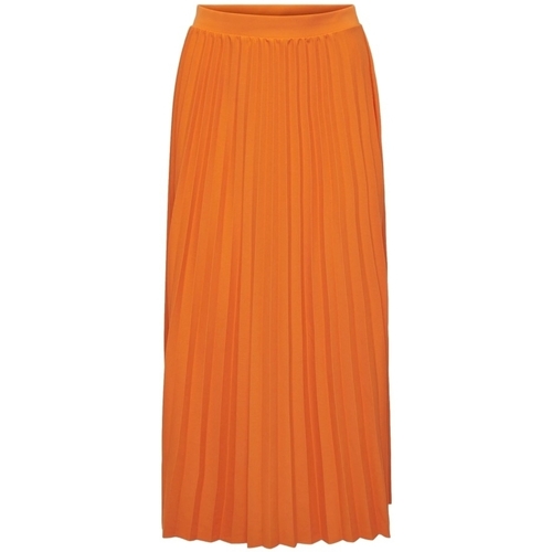 textil Dam Kjolar Only Melisa Plisse Skirt - Orange Peel Orange