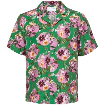 textil Herr Långärmade skjortor Selected Relax Liam Shirt - Jolly Green Flerfärgad