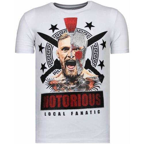 textil Herr T-shirts Local Fanatic Conor Notorious Warrior Rhinestone Vit