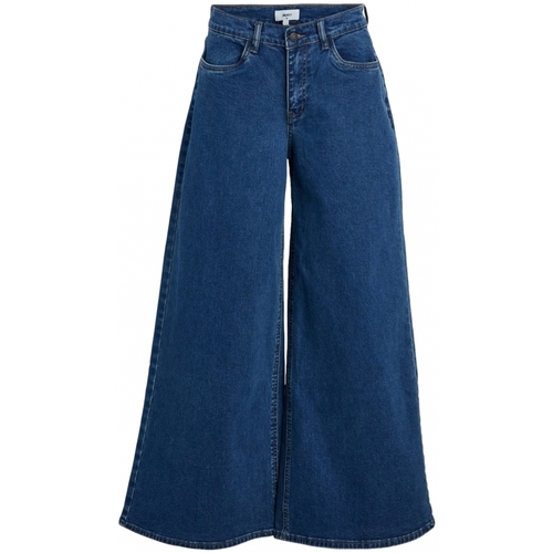 textil Dam Byxor Object Jeans Moji Wide - Medium Blue Denim Blå