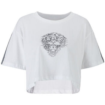 textil Herr Linnen / Ärmlösa T-shirts Ed Hardy Tiger glow crop top white Vit
