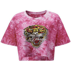 textil Dam T-shirts & Pikétröjor Ed Hardy Los tigre grop top hot pink Rosa