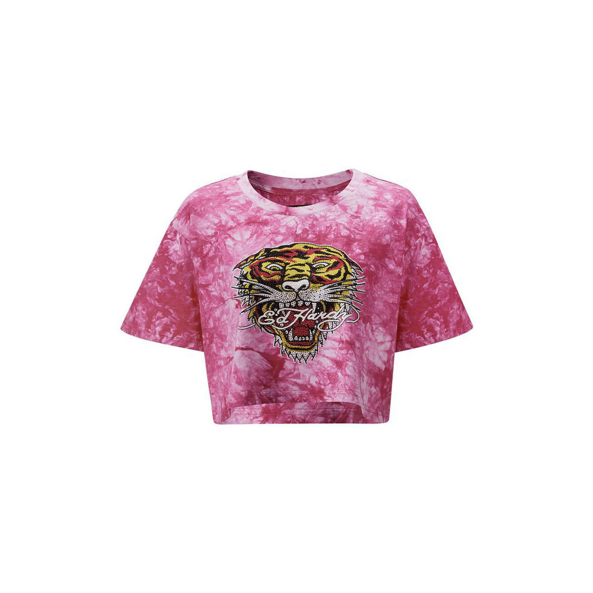 textil Dam T-shirts & Pikétröjor Ed Hardy Los tigre grop top hot pink Rosa