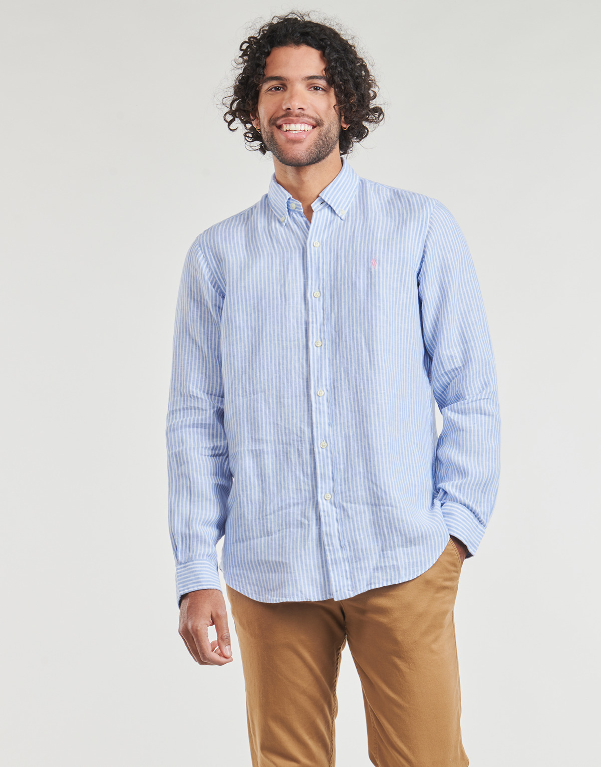 textil Herr Långärmade skjortor Polo Ralph Lauren CHEMISE COUPE DROITE EN LIN Flerfärgad