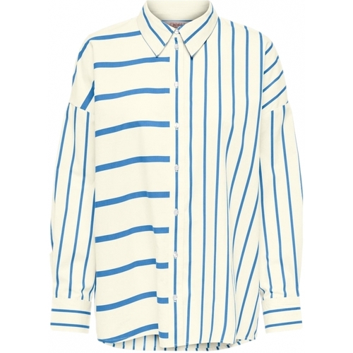 textil Dam Blusar Only Shirt Nina Lora L/S - Creme/Provedence Blå