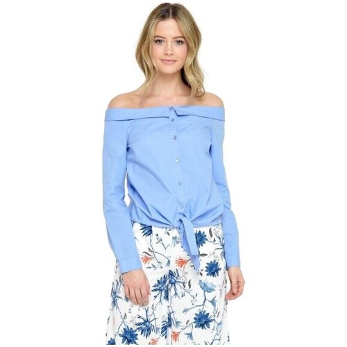 textil Dam Blusar Only Julia Off Shoulder Shirt - Cashmere Blue Blå