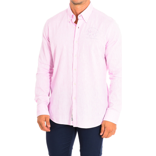 textil Herr Långärmade skjortor La Martina TMC004-TL072-05181 Rosa